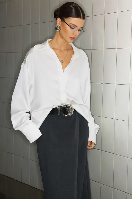 Satin Ruched Long-Sleeve Shirt sold by Micas