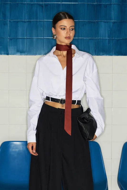Button Belted Long-Sleeve Shirt sold by Micas