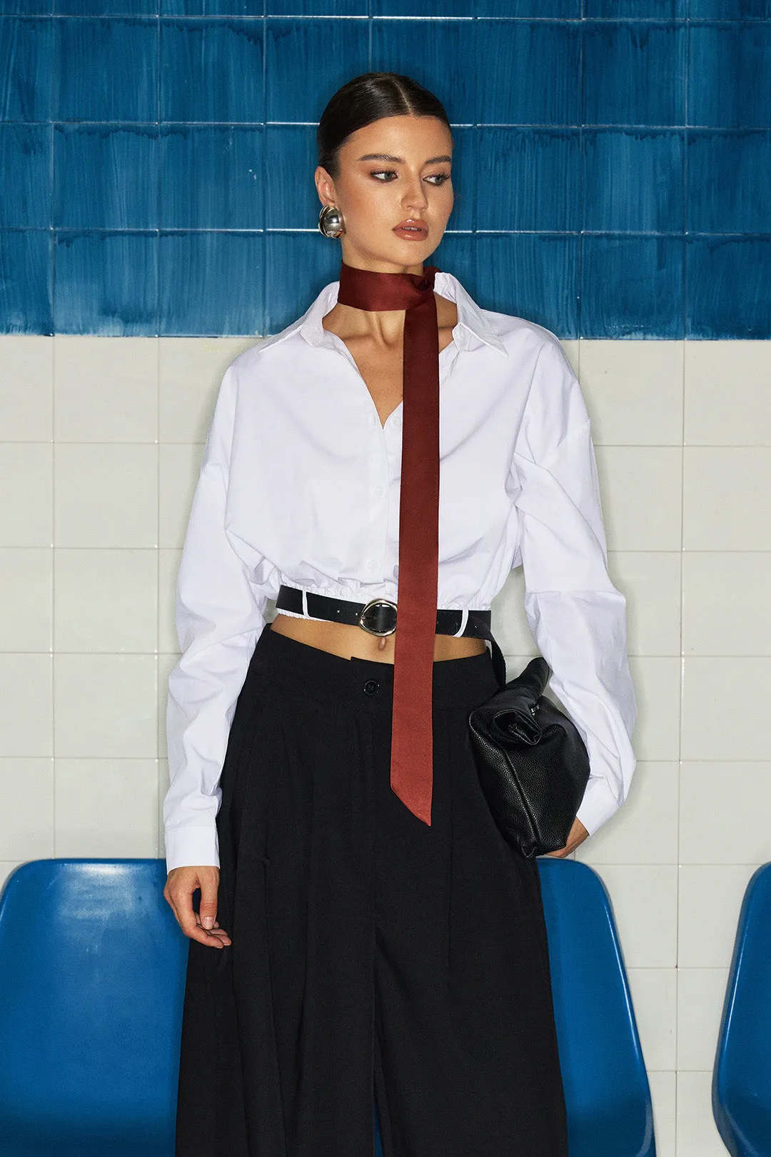 Button Belted Long-Sleeve Shirt sold by Micas