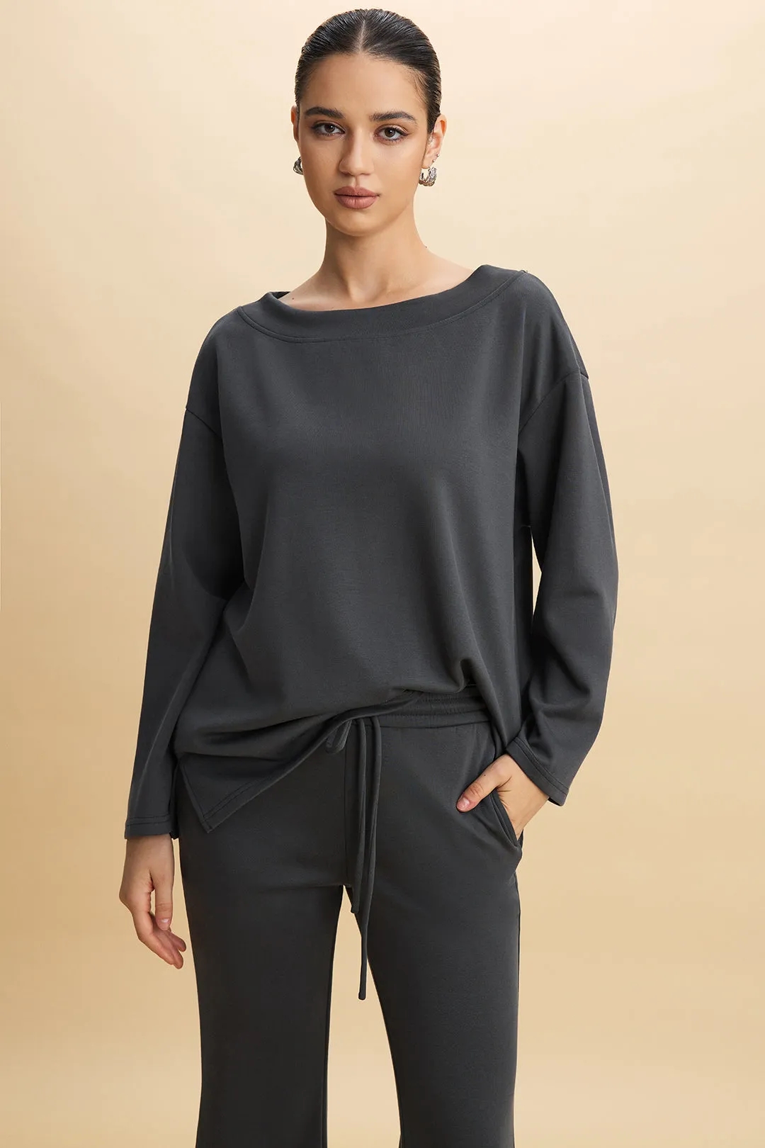 Knit Round Neck Long-Sleeve Top sold by Micas