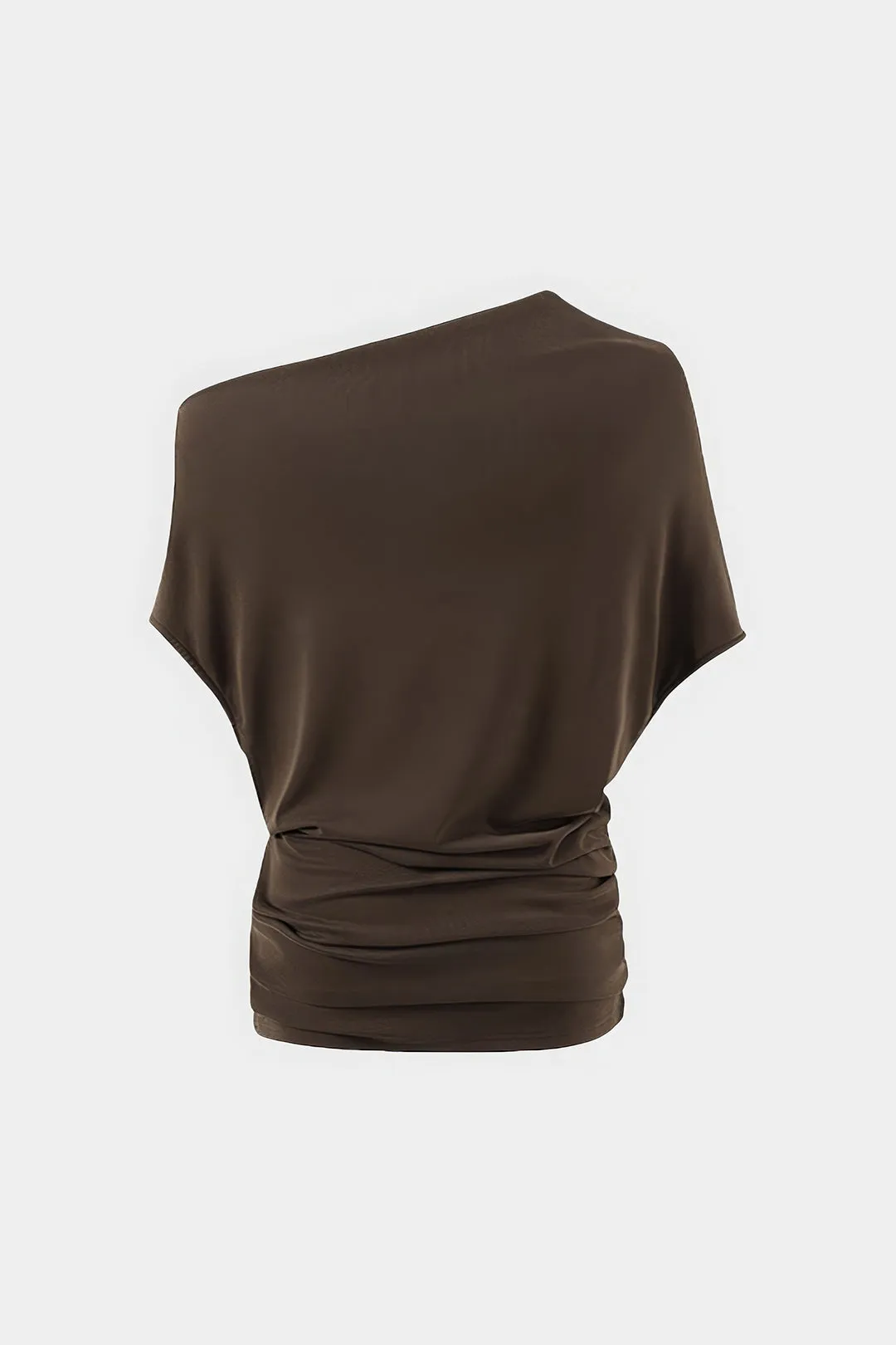 Ruched Boat Neck Asymmetrical Short-Sleeve Top sold by Micas product image thumbnail 5