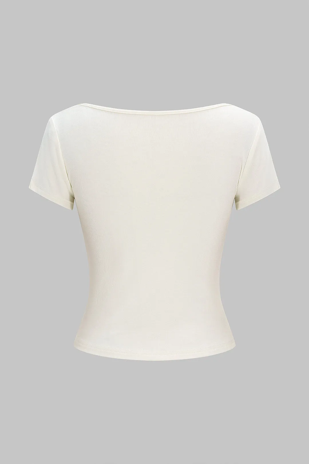 Twist Knot Asymmetrical Ruched Short Sleeve T-Shirt sold by Micas product image thumbnail 2