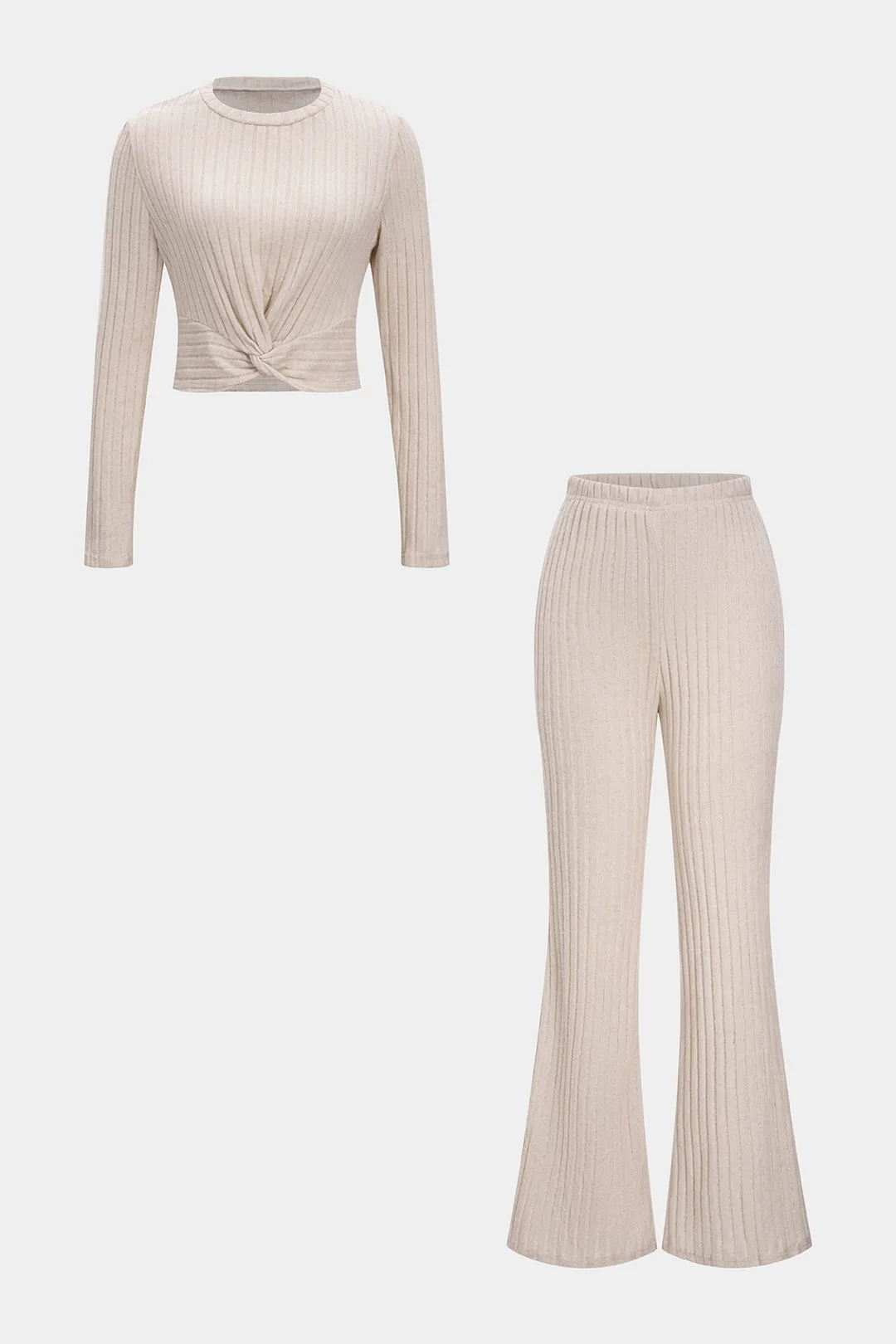 Front Knot Long Sleeve And Trousers Set sold by Micas