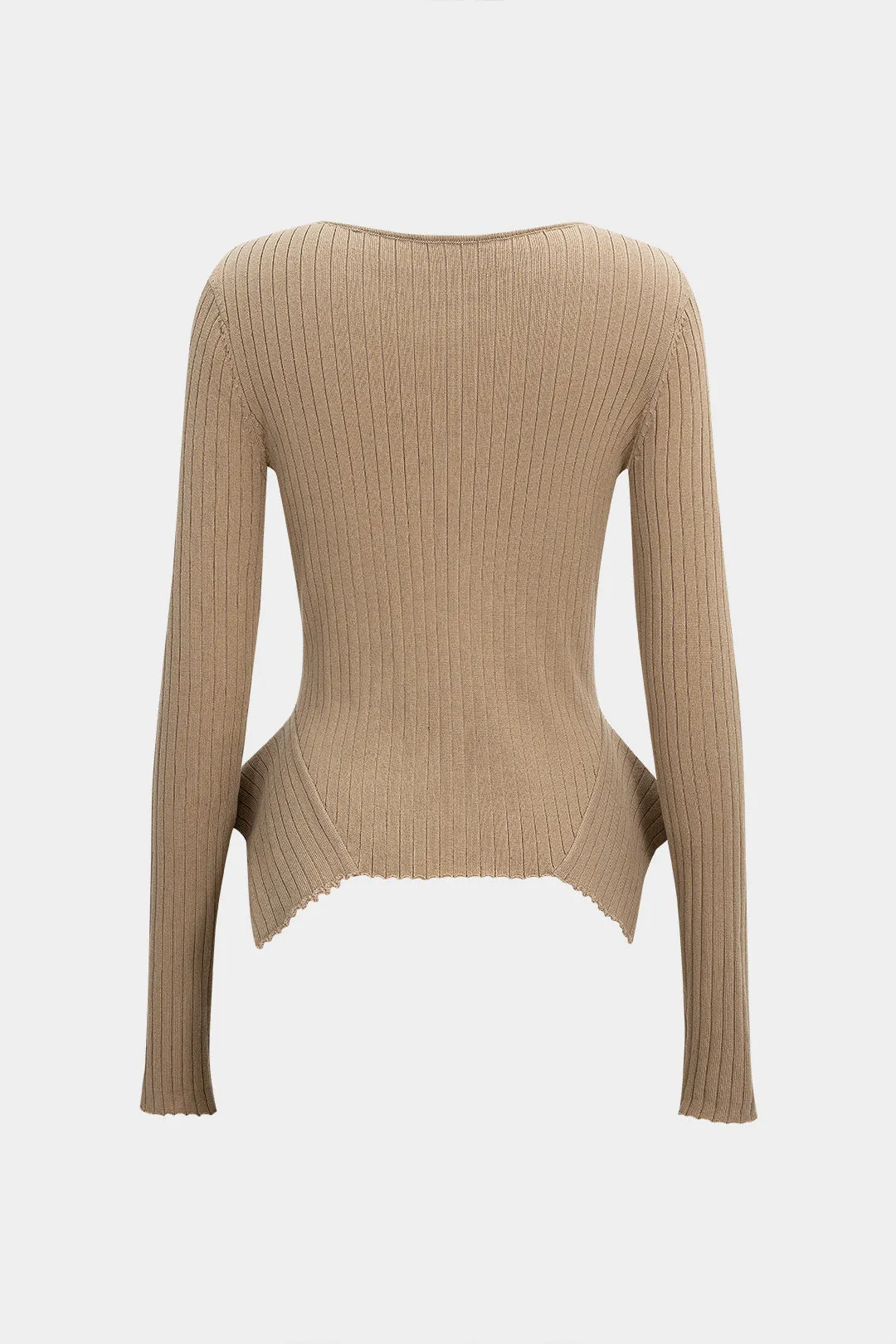 Knit Metallic Decor Ribbed Long-Sleeve Top sold by Micas product image thumbnail 2