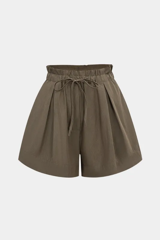 Tie-Up Ruched Pocket High Waist Shorts sold by Micas