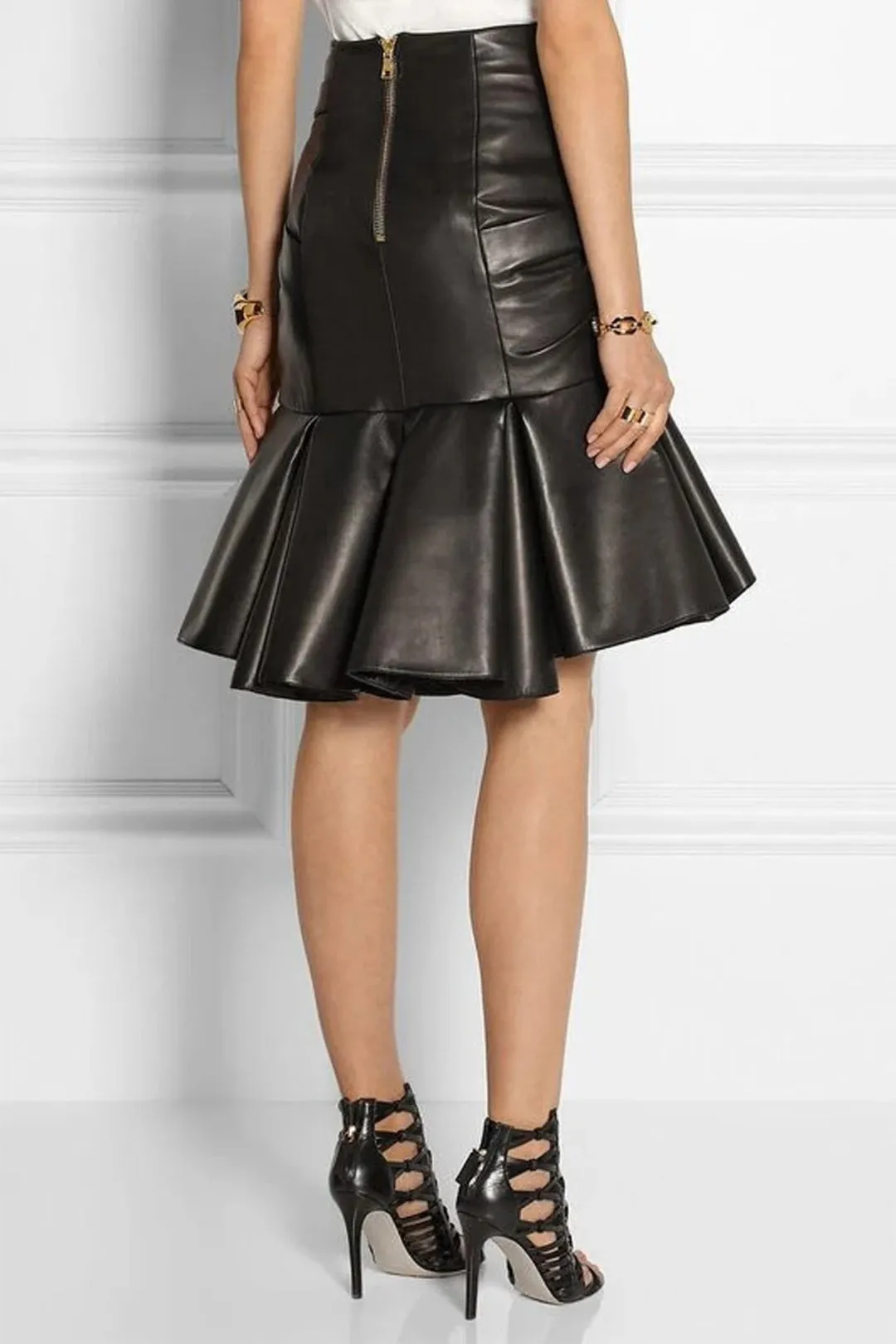 Faux Leather Ruffle Ruched Crossed Skirt sold by Micas product image thumbnail 2