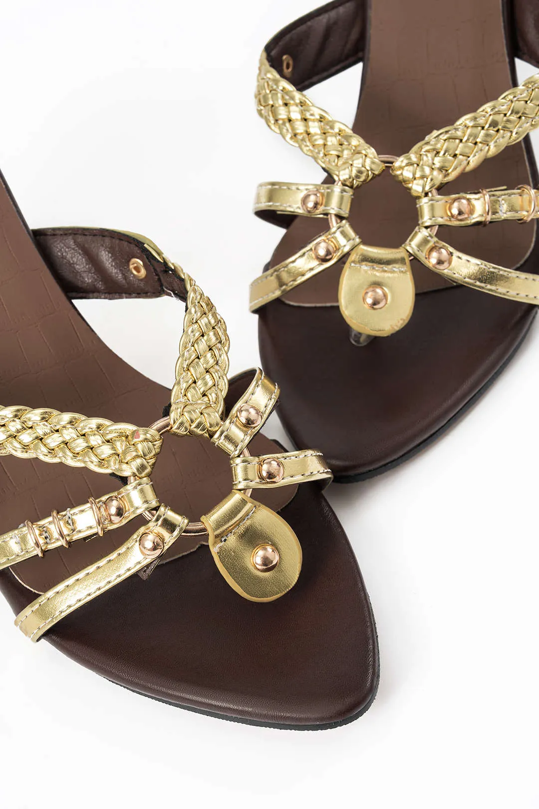 Metallic Woven Open Toe Heels sold by Micas product image thumbnail 3