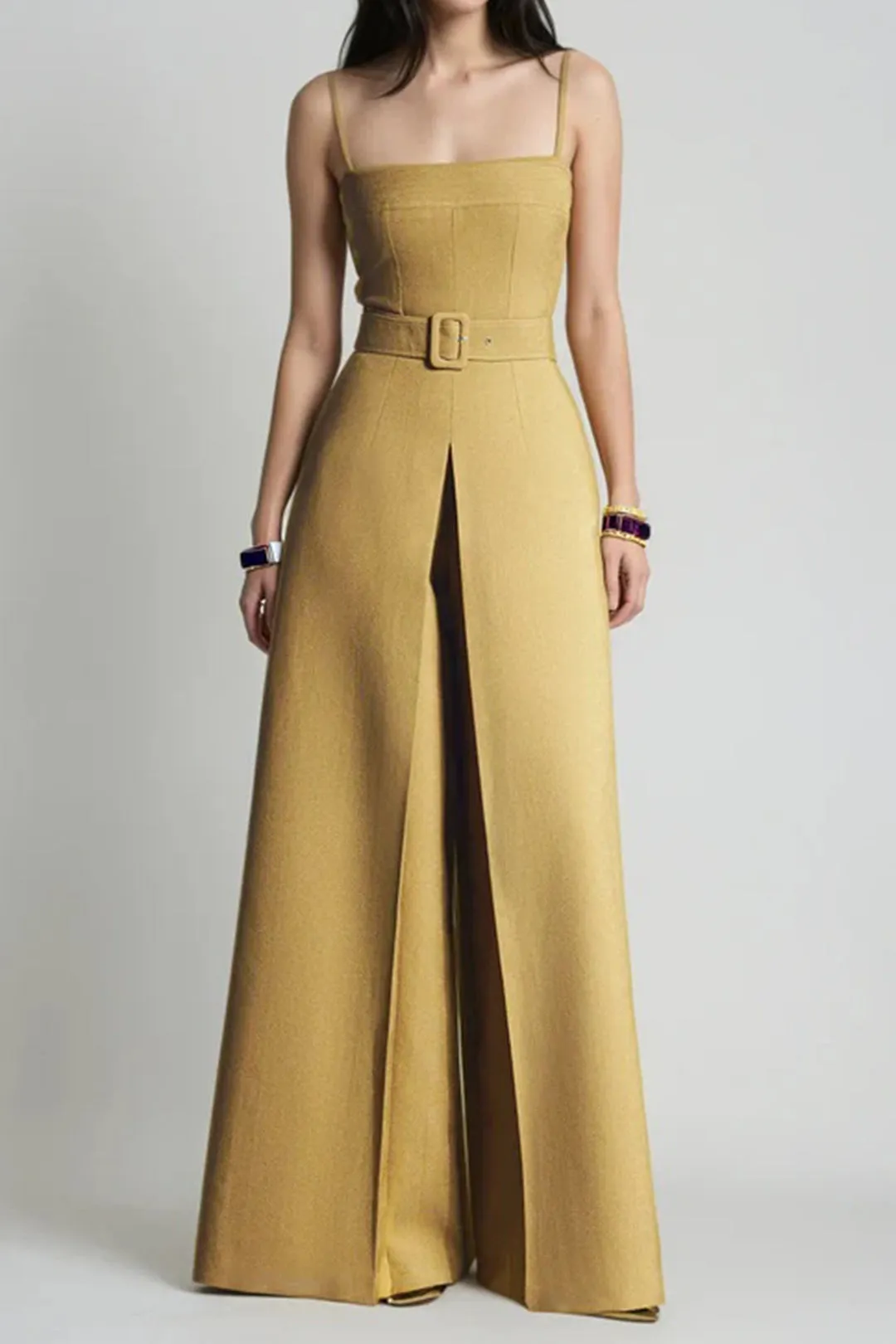 Belted Zipper Slip Sleeveless Jumpsuit sold by Micas product image thumbnail 3
