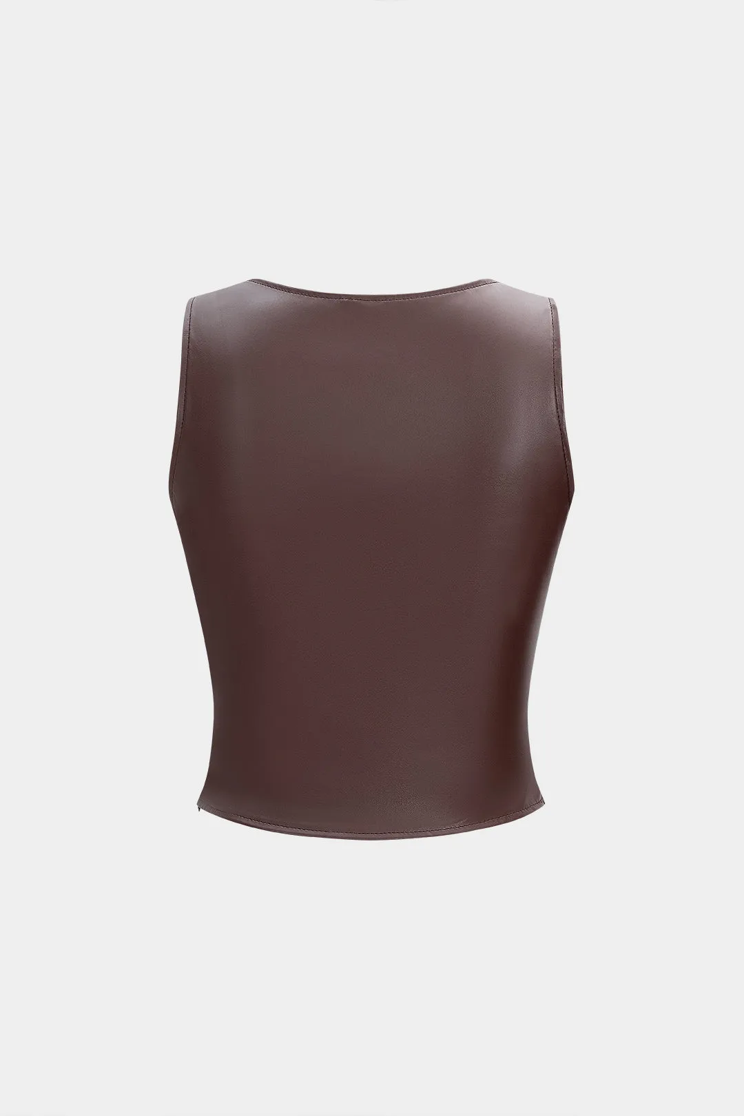 Faux Leather Pleated Tank Top sold by Micas product image thumbnail 2