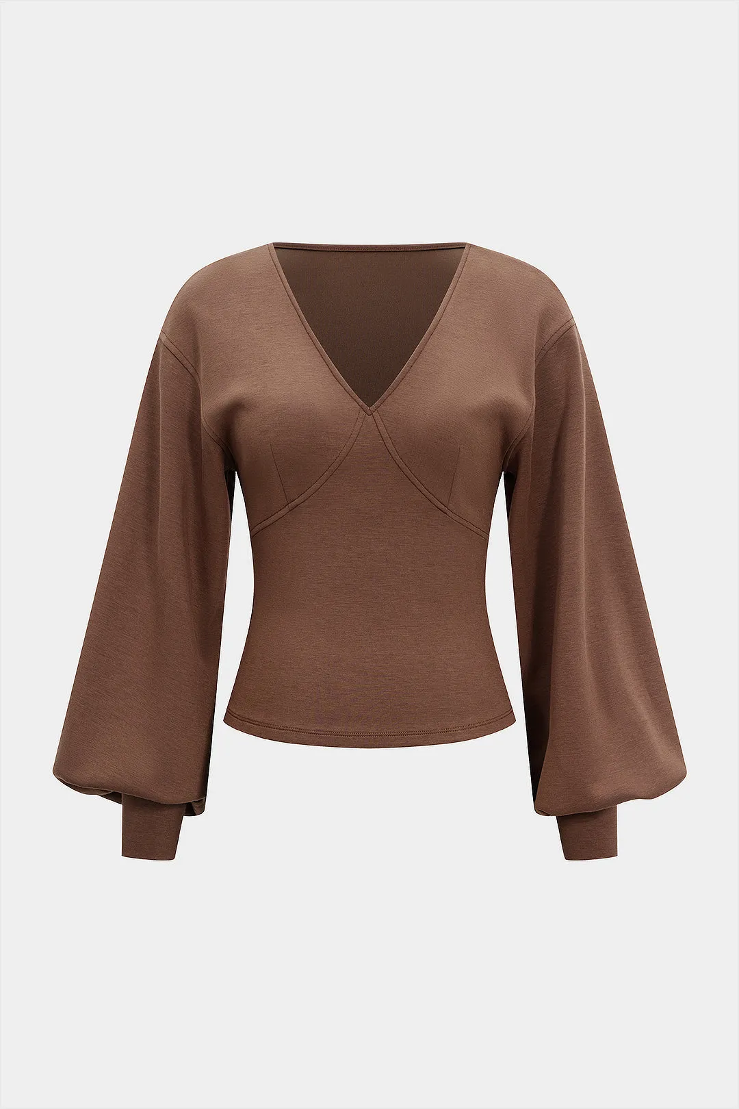 V-Neck Puff Long-Sleeve Sweatshirt sold by Micas