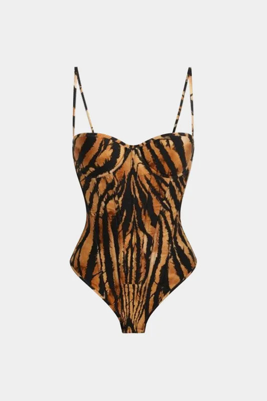 Leopard Print Slip Sleeveless Bodysuit sold by Micas