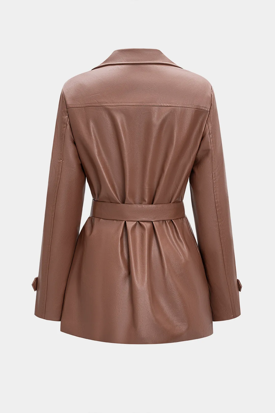 Faux Leather Button Belted Jacket sold by Micas product image thumbnail 2