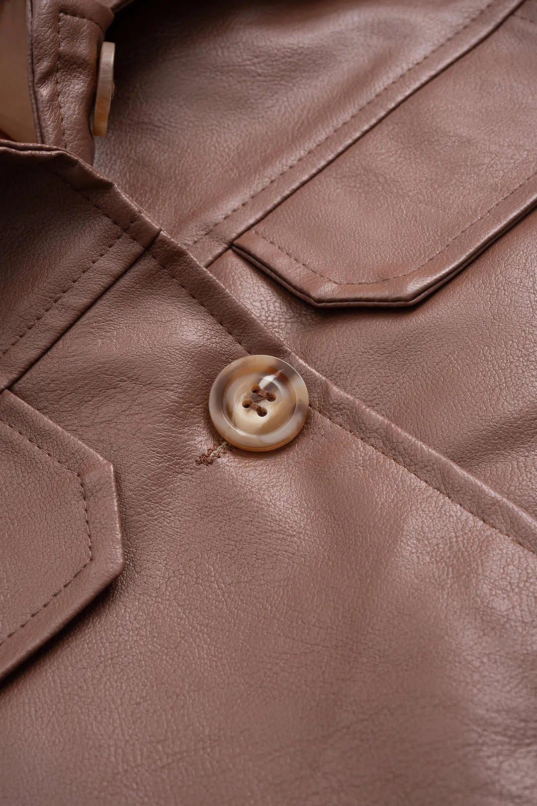 Faux Leather Button Belted Jacket sold by Micas product image thumbnail 3