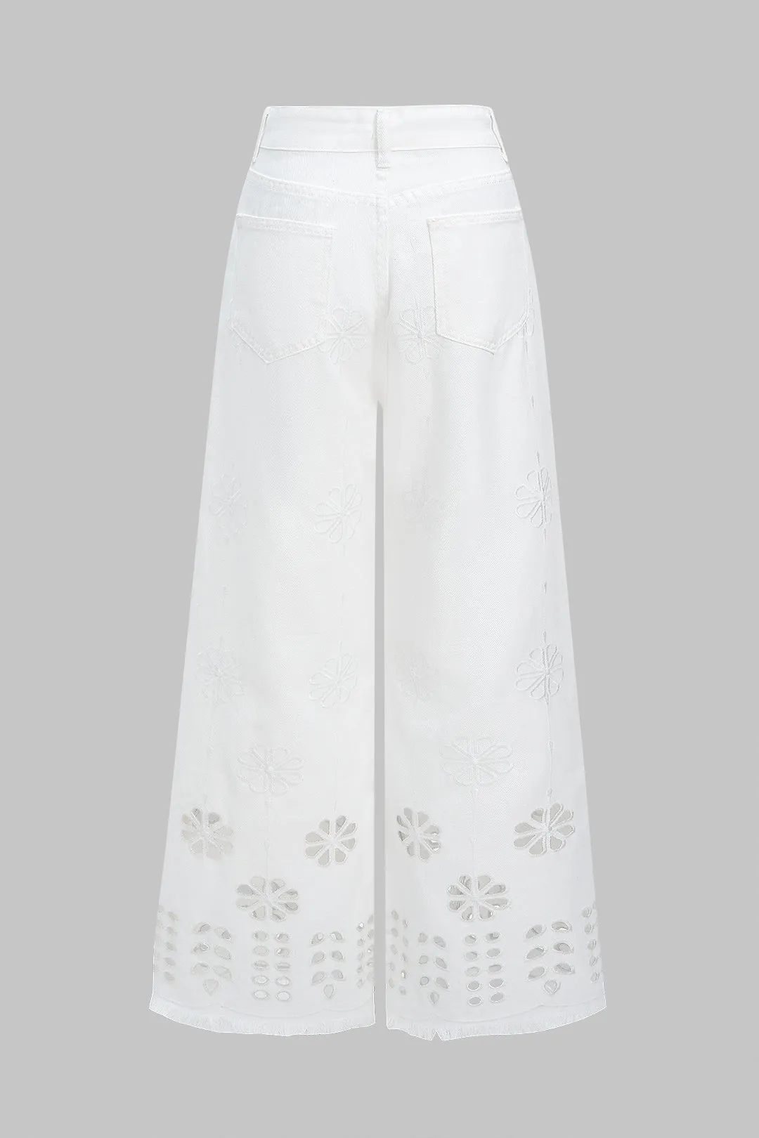 Denim Hollow Out Embroidery Straight Leg Jeans sold by Micas product image thumbnail 2