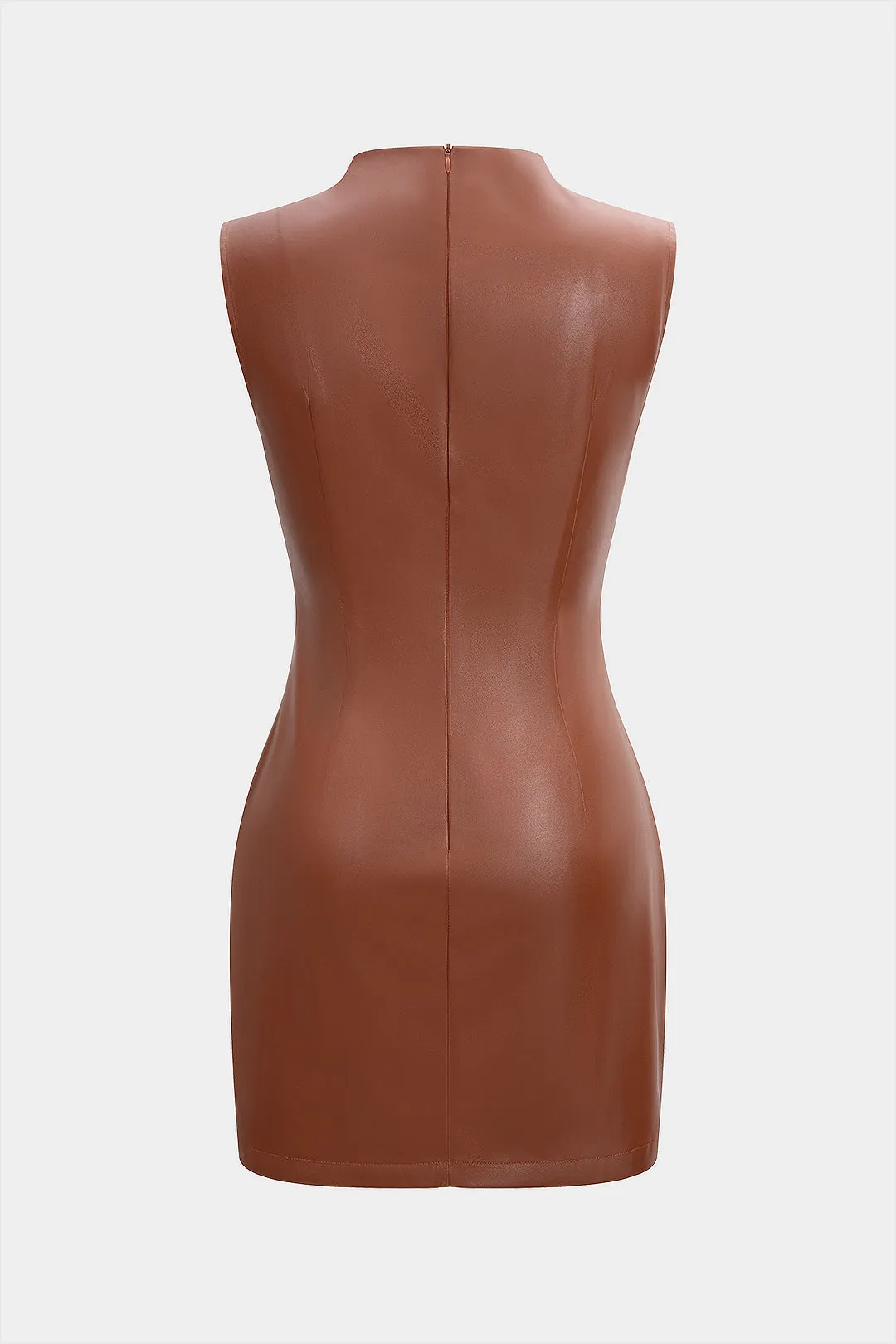 Faux Leather Ruched Sleeveless Mini Dress sold by Micas product image thumbnail 2