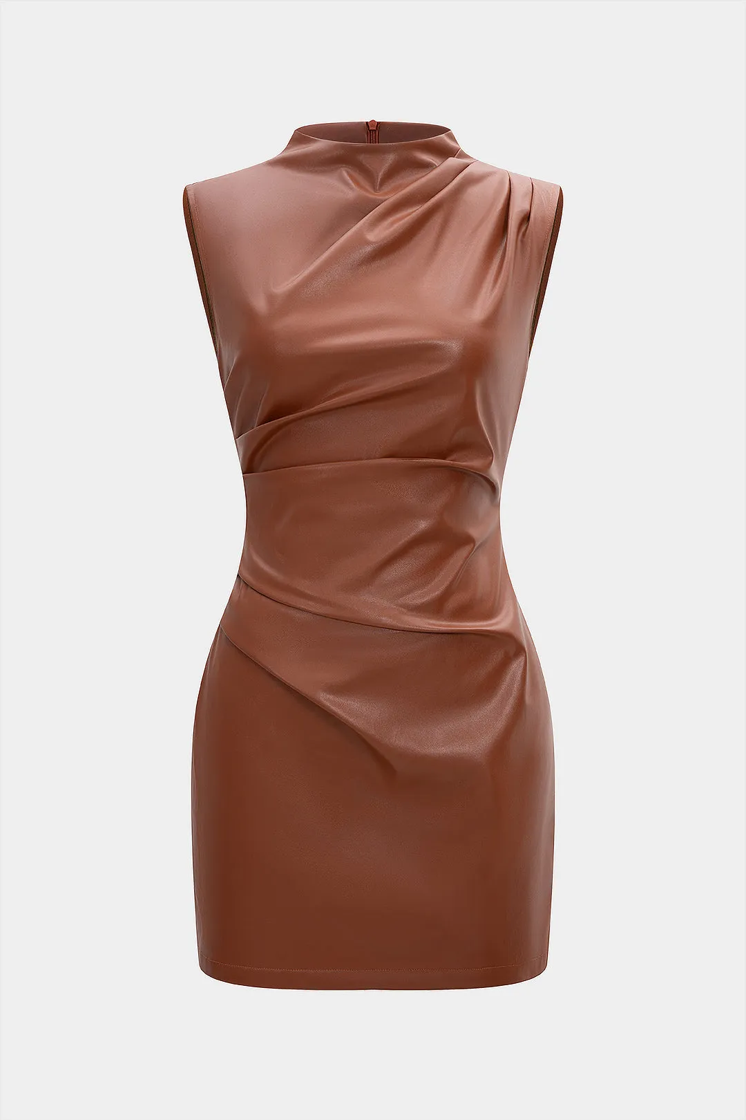 Faux Leather Ruched Sleeveless Mini Dress sold by Micas