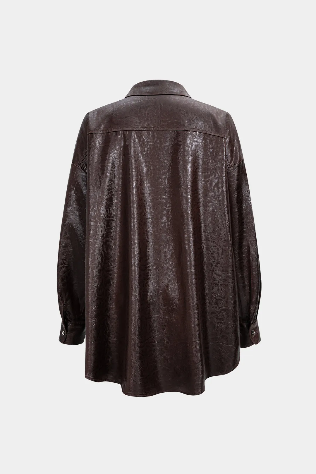 Faux Leather Button Long-Sleeve Shirt sold by Micas product image thumbnail 3