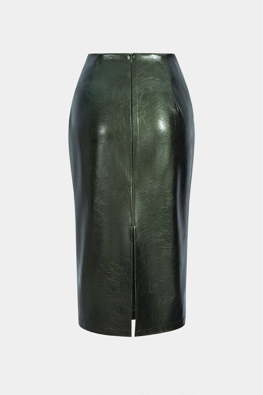 Faux Leather High Waist Ruched Asymmetrical Skirt sold by Micas product image thumbnail 2