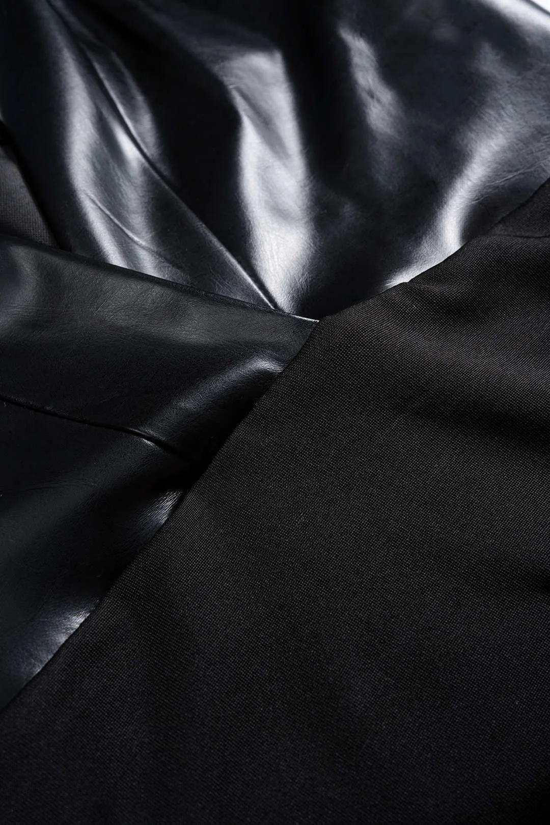 Faux Leather Chain Patchwork Sleeveless V-Neck Bodysuit sold by Micas product image thumbnail 4