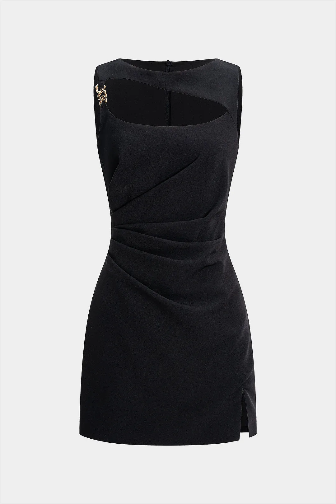 Asymmetrical Pleated Cut Out Sleeveless Mini Dress sold by Micas