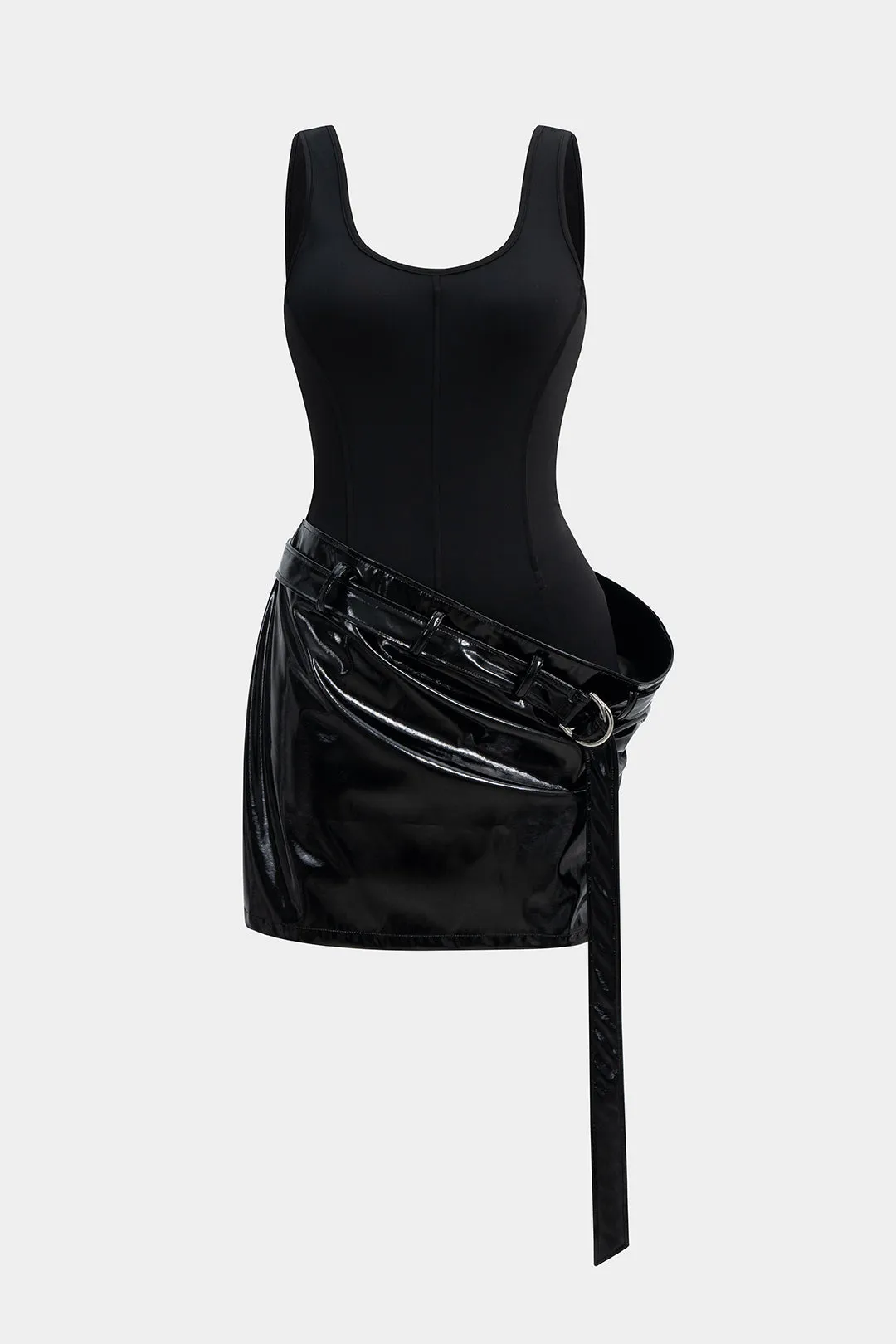 Faux Leather Belted Sleeveless Mini Dress sold by Micas