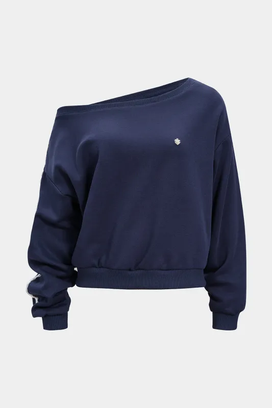 Off-Shoulder Tie-Up Sweatshirt sold by Micas