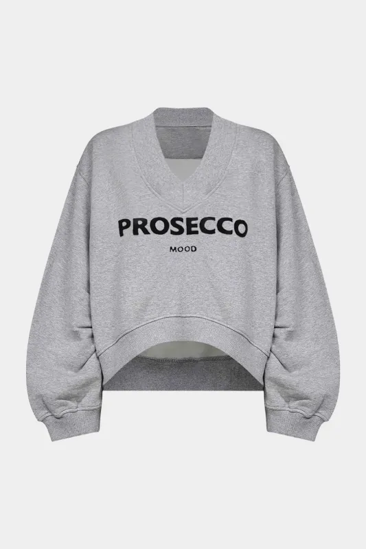 Letter Print Patchwork V-Neck Long Sleeve Sweatshirt made by Micas