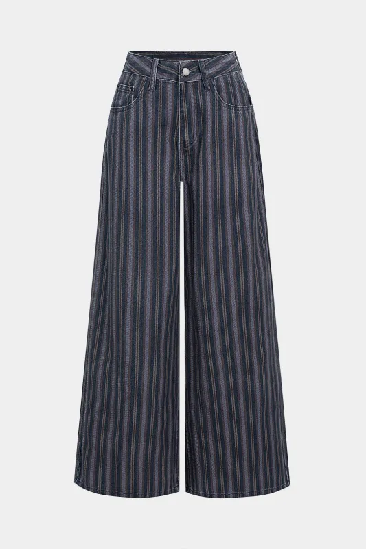Color Block Stripes Print High Waist Jeans sold by Micas
