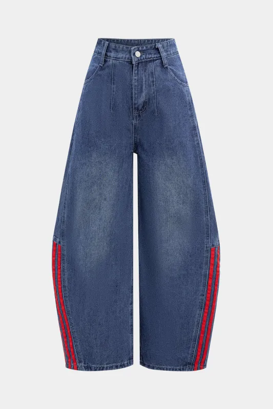 Denim Contrast High Waist Pocket Jeans sold by Micas