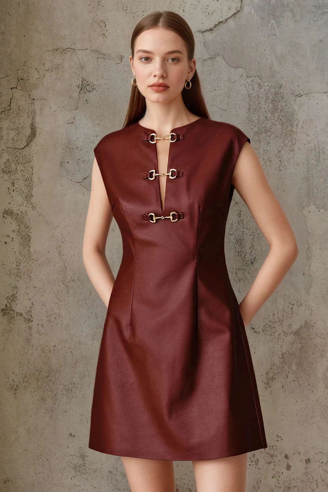 Faux Leather Metallic Tank Sleeveless Mini Dress sold by Micas