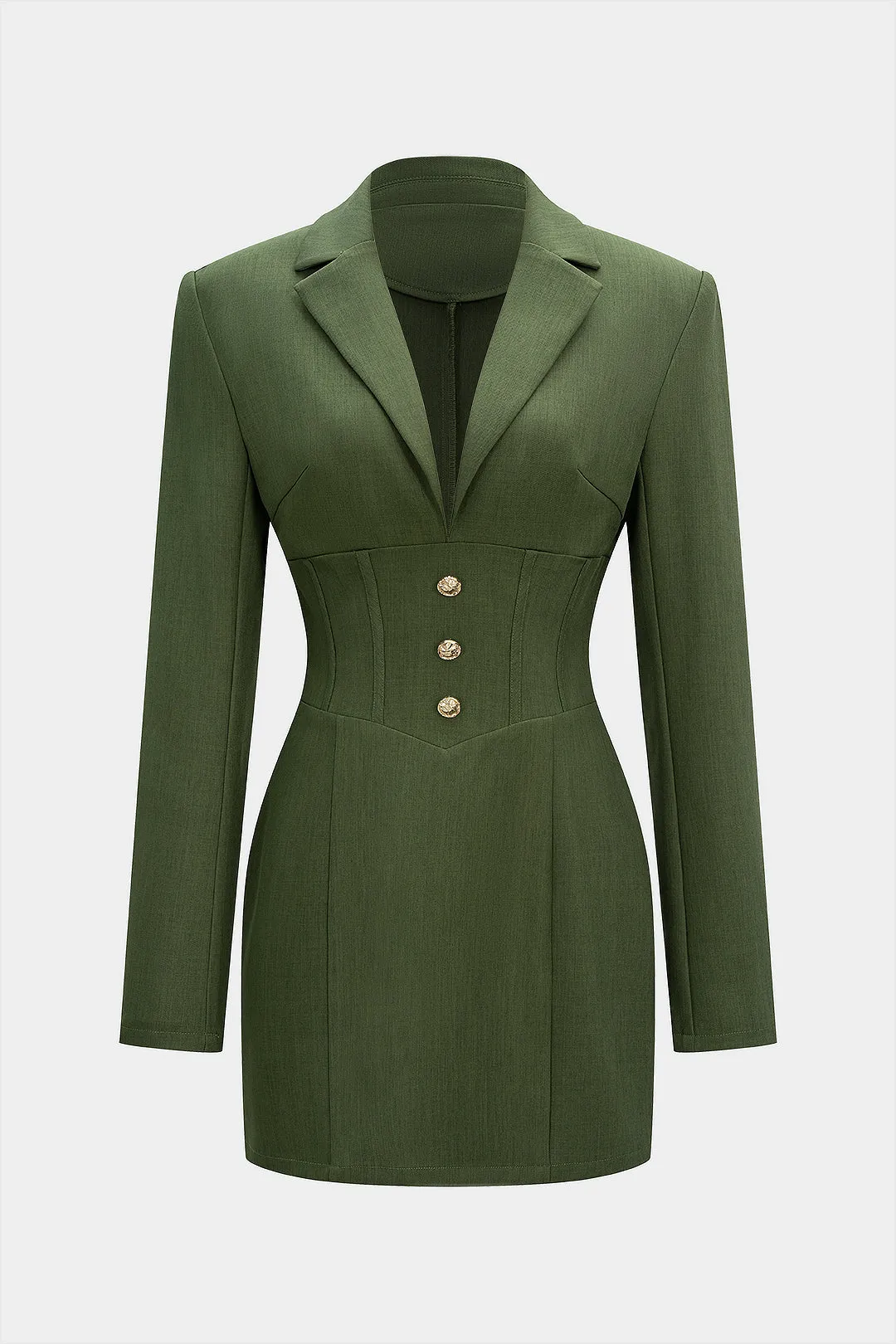 Shoulder Pads Notched Lapel Long Sleeve Mini Dress sold by Micas