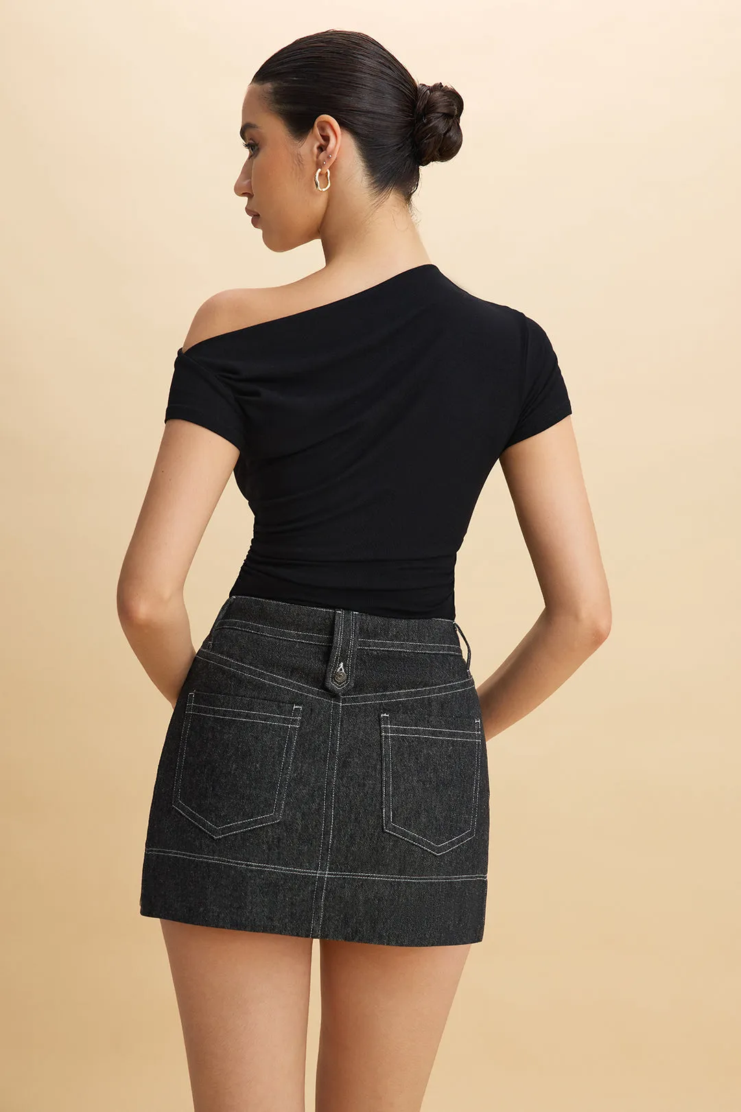 Denim Button Mini Skirt sold by Micas product image thumbnail 3