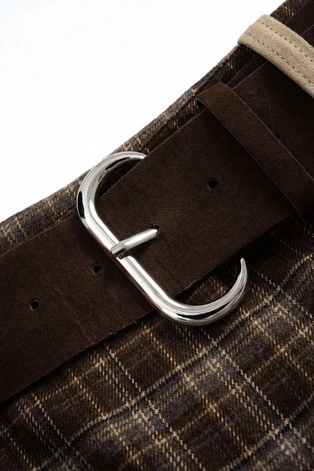 Suede Patchwork High Waist Belted Skirt sold by Micas product image thumbnail 3