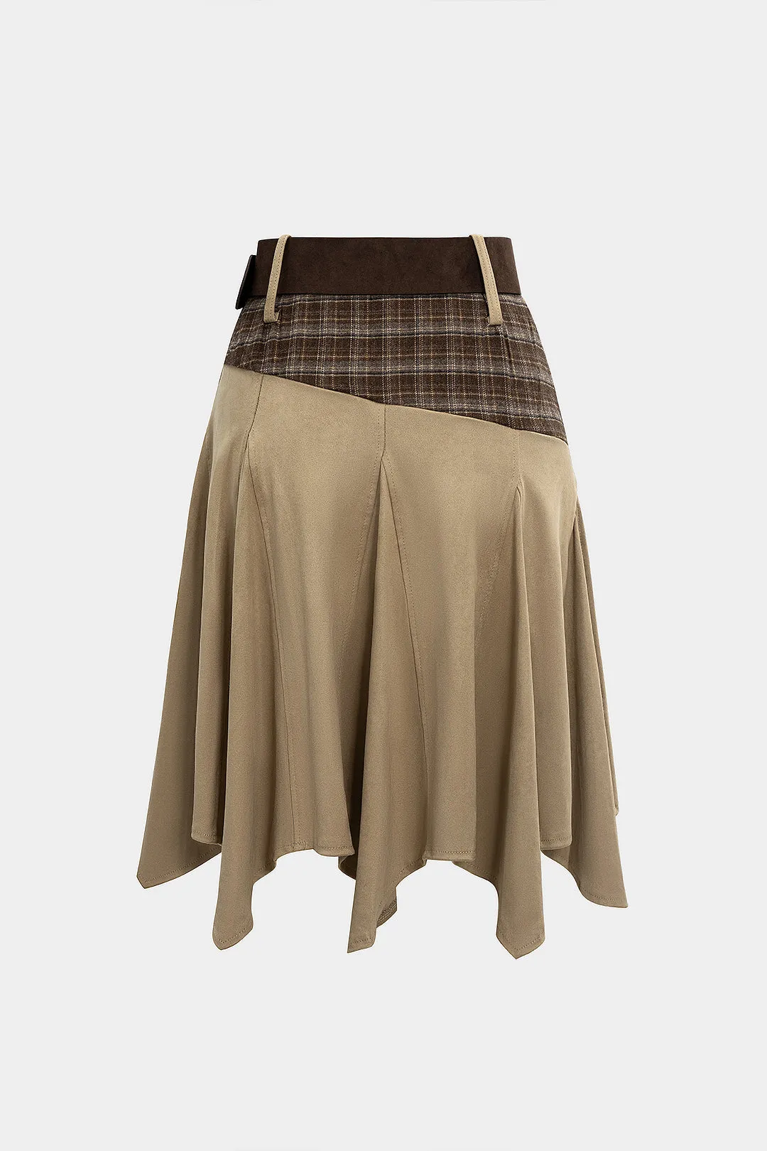 Suede Patchwork High Waist Belted Skirt sold by Micas product image thumbnail 2