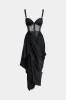 Satin Patchwork Ruched Asymmetrical Sleeveless Maxi Dress sold by Micas