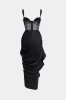 Satin Patchwork Ruched Asymmetrical Sleeveless Maxi Dress sold by Micas