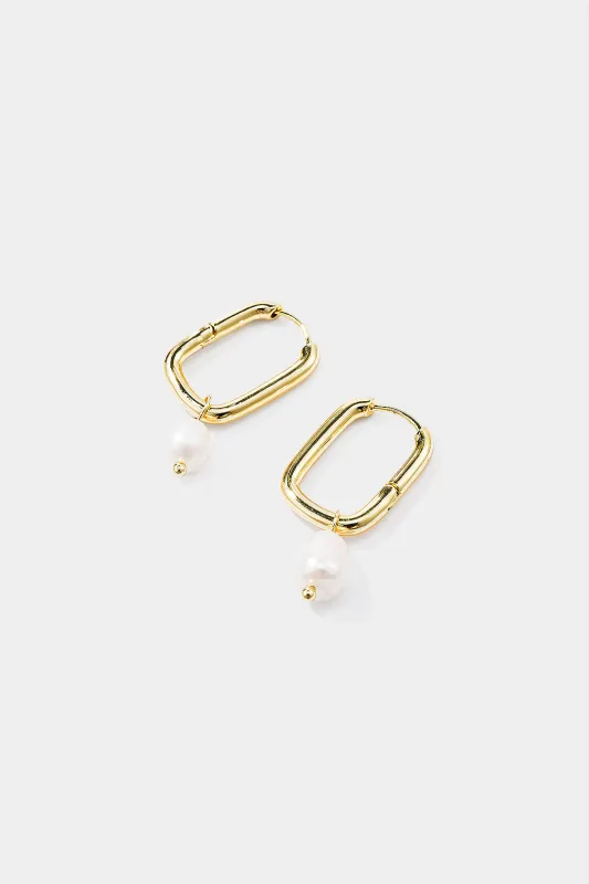 Metallic Pearl U-Shaped Earrings sold by Micas