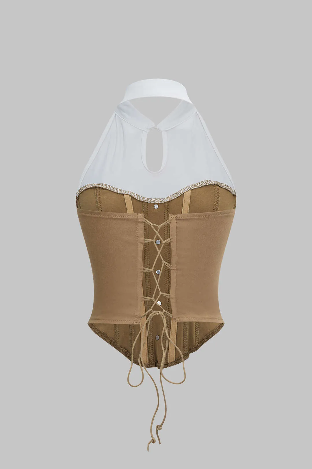 Halter Neck Patchwork Corset Tie-Back Cami Top sold by Micas product image thumbnail 2