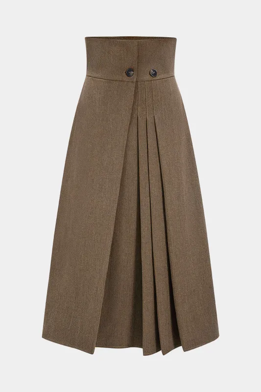 Pleated High Waist Asymmetrical Skirt sold by Micas