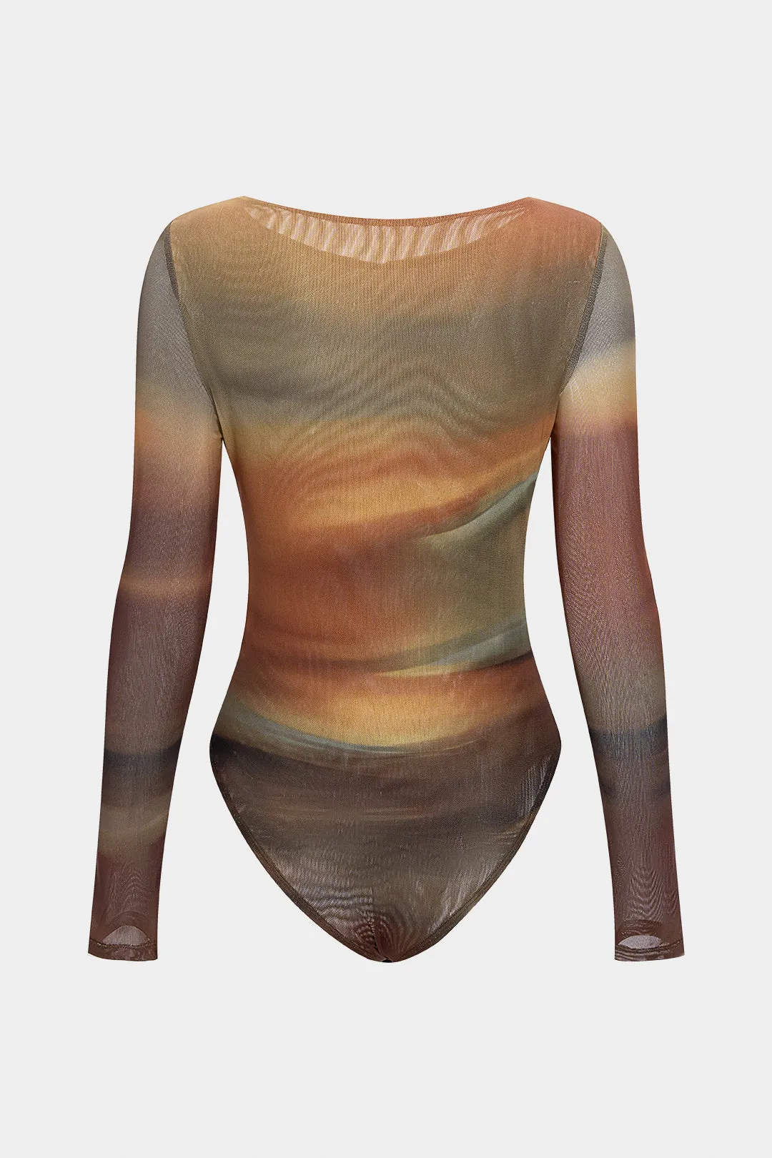 Ombre Print Mesh Ruched Boat Neck Long Sleeve Bodysuit sold by Micas product image thumbnail 2
