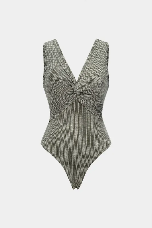 Ruched Twist Knot Sleeveless Bodysuit sold by Micas