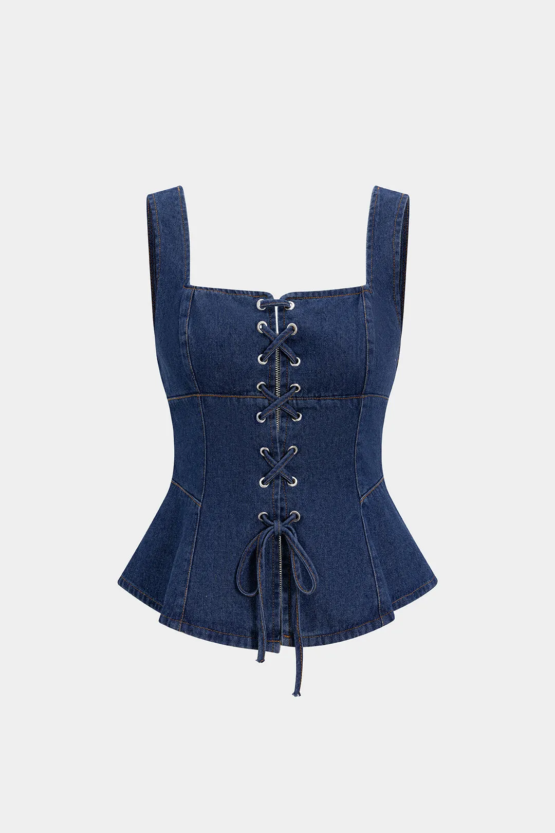 Denim Tie-Up Crop Top sold by Micas