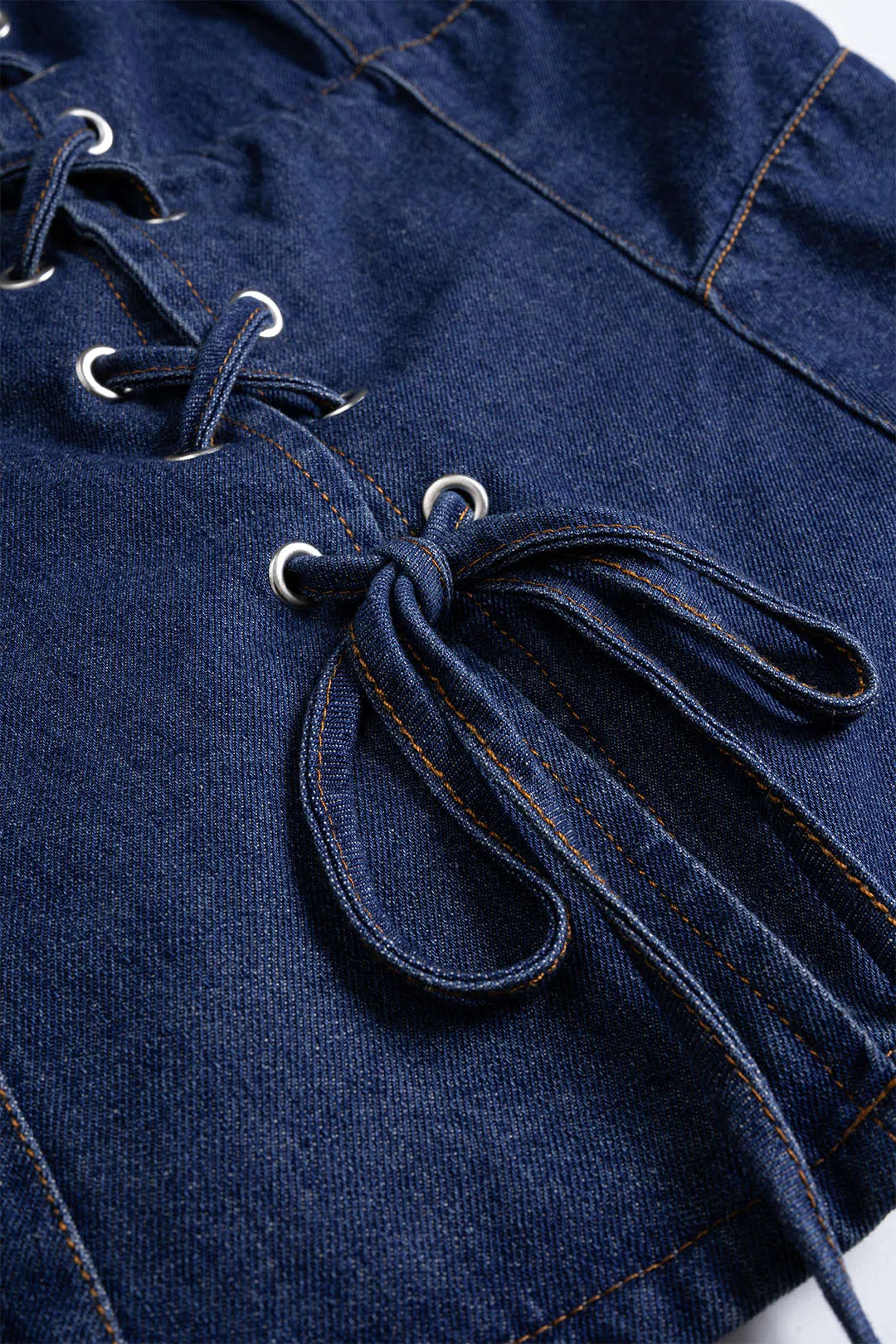 Denim Tie-Up Crop Top sold by Micas product image thumbnail 3