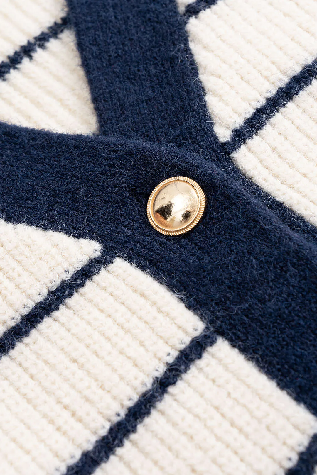 Knit Contrast Stripes Print Button V-Neck Sweater Cardigan sold by Micas product image thumbnail 3