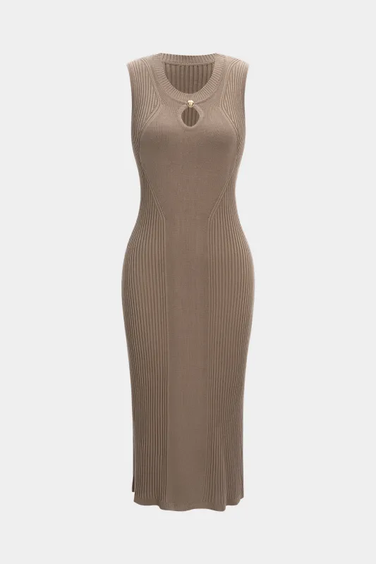 Knit Cut Out Ribbed Sleeveless Dress sold by Micas