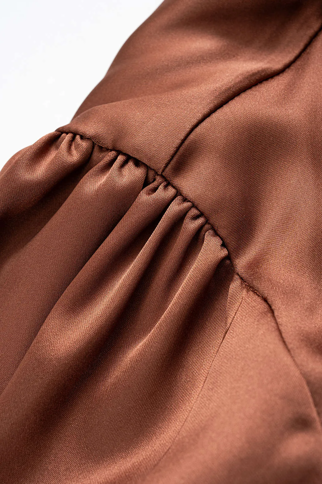 Satin Metallic Decor Tie Back Ruched Long-Sleeve Shirt sold by Micas product image thumbnail 5