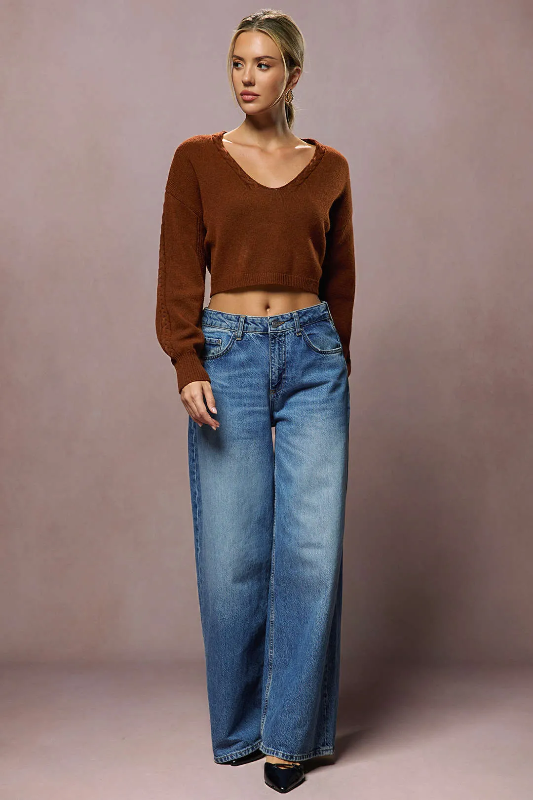 Knit Tie Back Long-Sleeve Top sold by Micas product image thumbnail 3