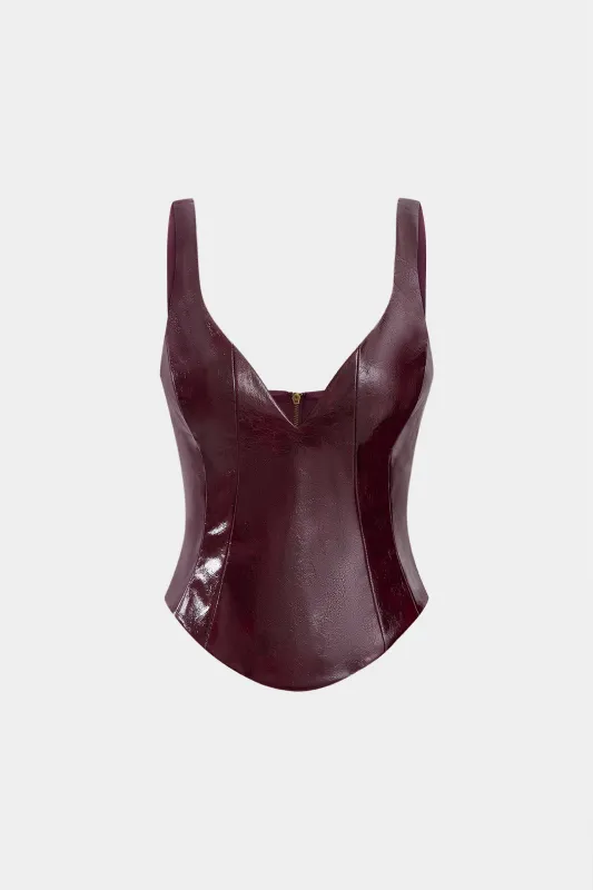 Faux Leather Zipper Tank Top sold by Micas