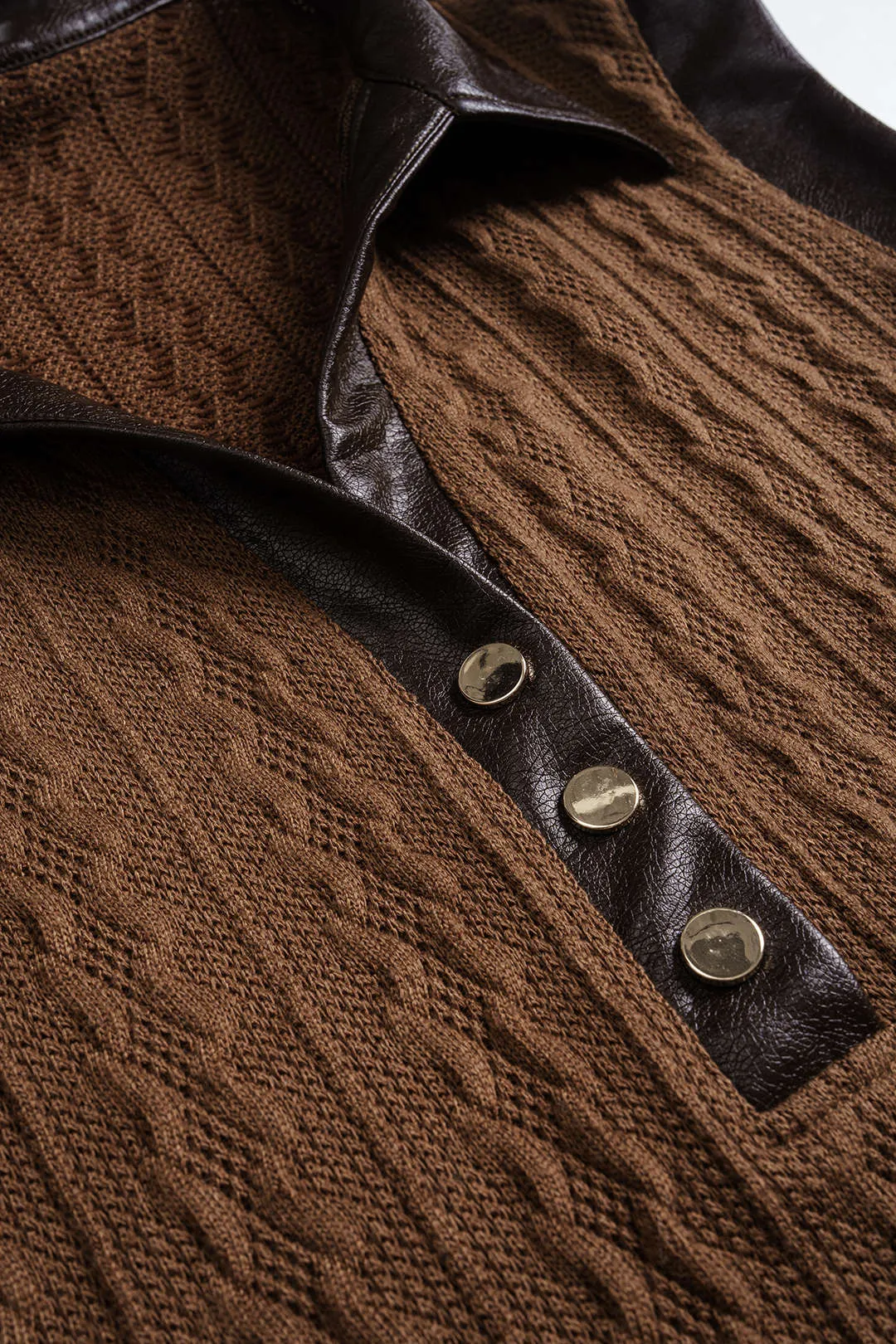 Faux Leather Patchwork Sleeveless T-Shirt sold by Micas product image thumbnail 3