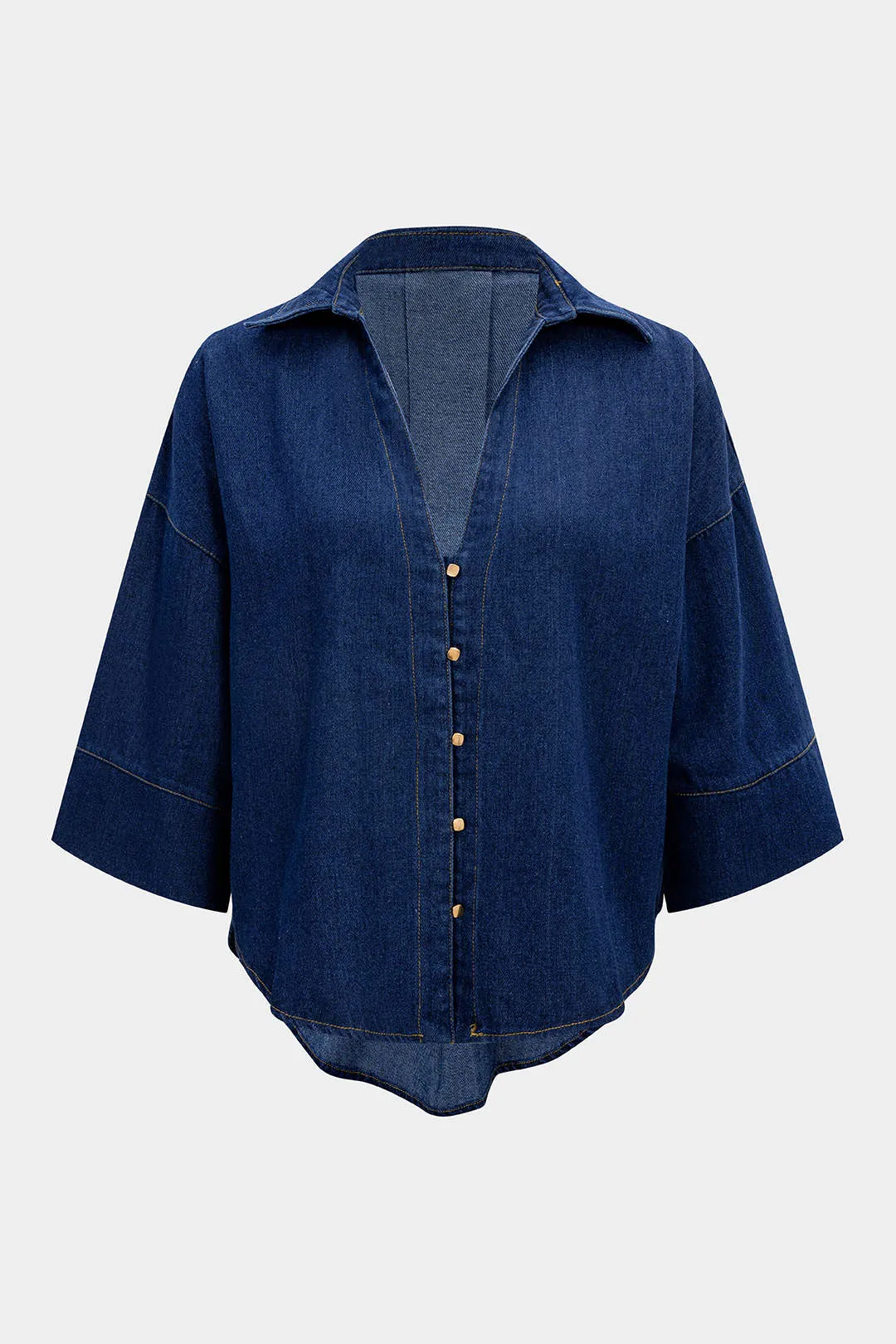 Denim V-Neck Short Sleeve Shirt sold by Micas